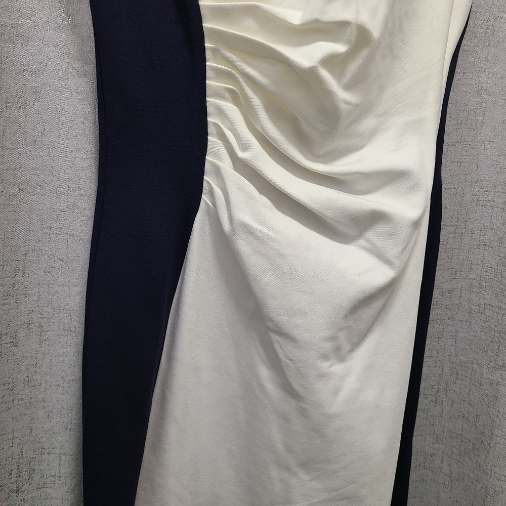 Tahari White Navy Colorblock Sleeveless Dress‎ Size 4 - Picture 5 of 11